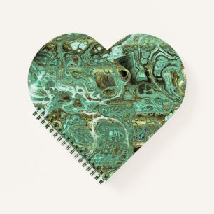Milky Blauwgroen en Tan Faux Marble Heart Notebook Notitieboek