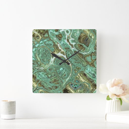 Milky Blauwgroen marmer Swirl Wall klok (Huis)