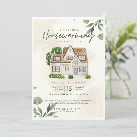 Milky House Warming Invitation Kaart Set (Staand voorkant)