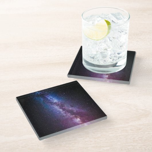 Milky-way bright coconto glazen onderzetter (Schuin)