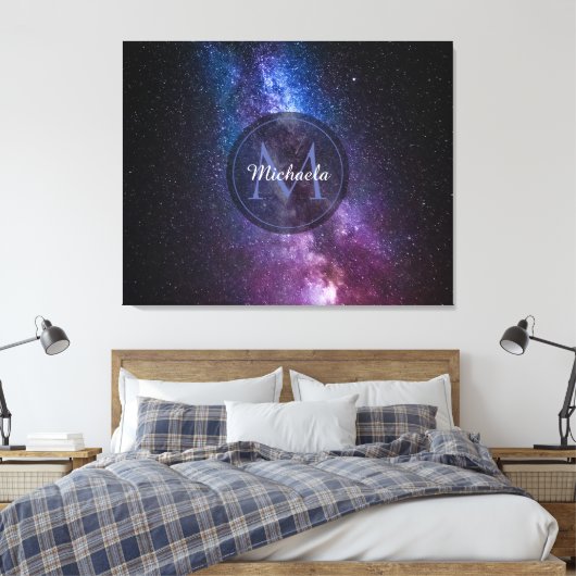 Milky way bright colors personalizable monogram canvas afdruk (Insitu (Slaapkamer))