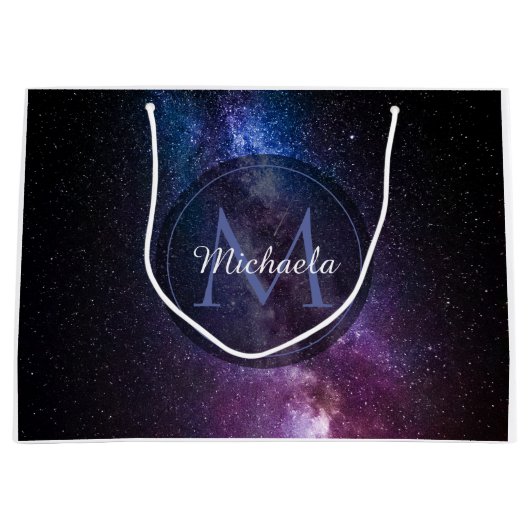 Milky way bright colors personalizable monogram groot cadeauzakje (Voorkant)