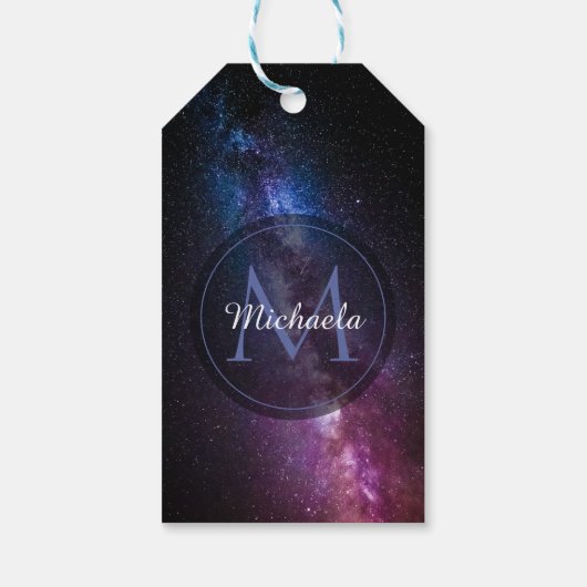 Milky way bright covu personalizable monogram cadeaulabel (Achterkant)