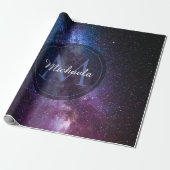 Milky way bright covu personalizable monogram cadeaupapier (Uitgerold)