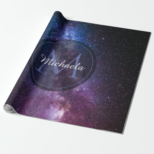 Milky way bright covu personalizable monogram cadeaupapier (Uitgerold)