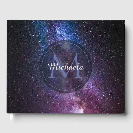 Milky way bright covu personalizable monogram gastenboek (Voorkant)