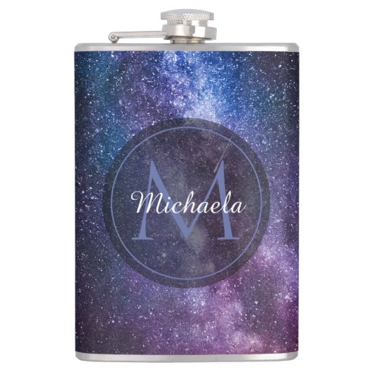 Milky way bright covu personalizable monogram heupfles (Voorkant)