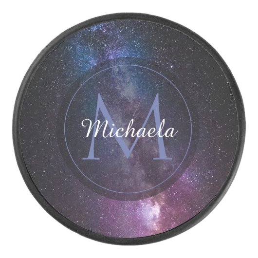 Milky way bright covu personalizable monogram hockey puck (Voorkant)