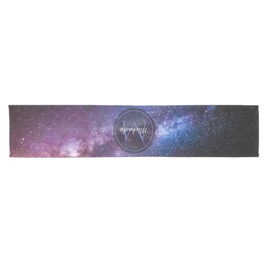 Milky way bright covu personalizable monogram korte tafelloper (Horizontaal)