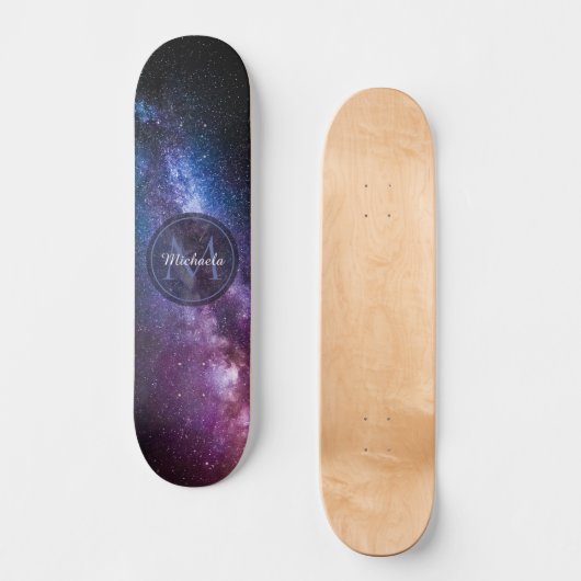 Milky way bright covu personalizable monogram persoonlijk skateboard (Voorkant)