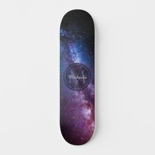 Milky way bright covu personalizable monogram persoonlijk skateboard (Voorkant)