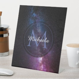 Milky way bright covu personalizable monogram reclamebord met voetstuk
