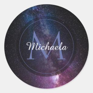 Milky way bright covu personalizable monogram ronde sticker