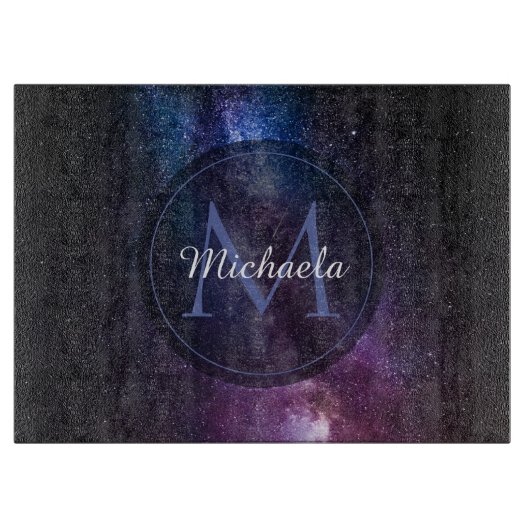 Milky way bright covu personalizable monogram snijplank (Voorkant)