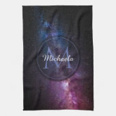 Milky way bright covu personalizable monogram theedoek (Verticaal)