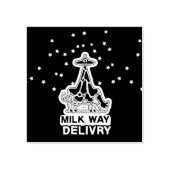 Milky Way Delivery Funny Cow UFO Space Abduction Rubberstempel (Afrduk)