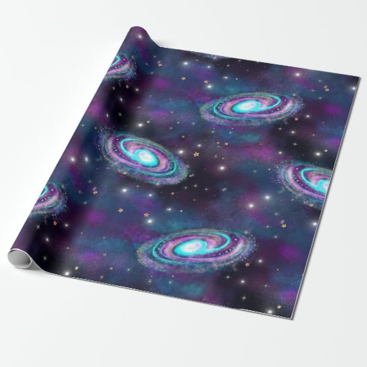 Milky Way Galaxy | Kosmische blauwe Paarse roze gl Cadeaupapier (Uitgerold)