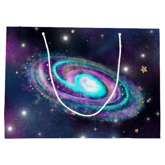 Milky Way Galaxy | Kosmische blauwe Paarse roze gl Groot Cadeauzakje (Achterkant)
