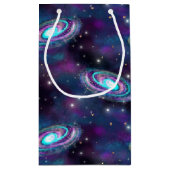 Milky Way Galaxy | Kosmische blauwe Paarse roze gl Klein Cadeauzakje (Achterkant)