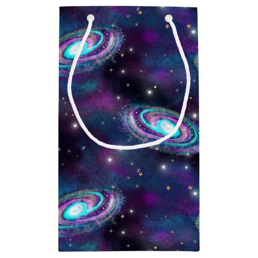 Milky Way Galaxy | Kosmische blauwe Paarse roze gl Klein Cadeauzakje (Achterkant)