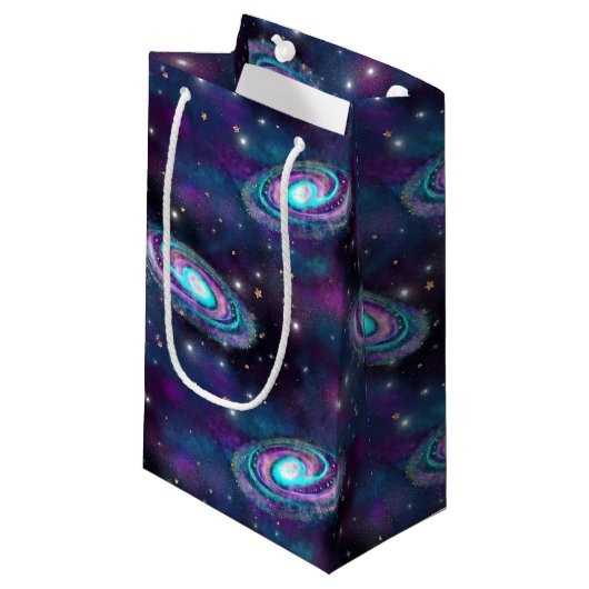 Milky Way Galaxy | Kosmische blauwe Paarse roze gl Klein Cadeauzakje (Voorkant Gekanteld)