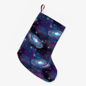 Milky Way Galaxy | Kosmische blauwe Paarse roze gl Kleine Kerstsok (Voorkant (Hangend))
