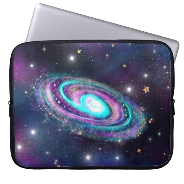 Milky Way Galaxy | Kosmische blauwe Paarse roze gl Laptop Sleeve (Voorkant)