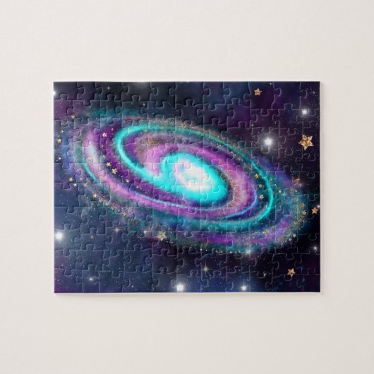 Milky Way Galaxy | Kosmische blauwe Paarse roze gl Legpuzzel (Horizontaal)