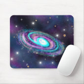 Milky Way Galaxy | Kosmische blauwe Paarse roze gl Muismat (Met muis)