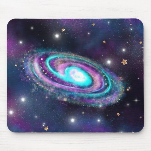 Milky Way Galaxy | Kosmische blauwe Paarse roze gl Muismat (Voorkant)