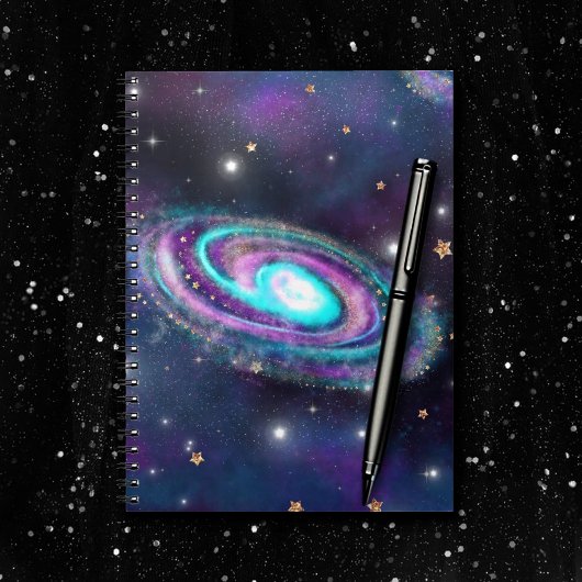 Milky Way Galaxy | Kosmische blauwe Paarse roze gl Notitieboek