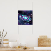 Milky Way Galaxy | Kosmische blauwe Paarse roze gl Poster (Keuken)