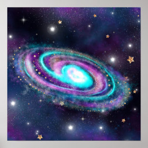 Milky Way Galaxy   Kosmische blauwe Paarse roze gl Poster