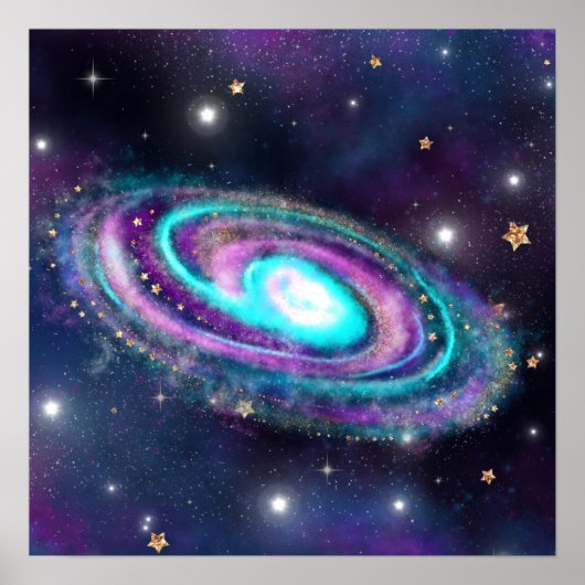 Milky Way Galaxy | Kosmische blauwe Paarse roze gl Poster (Voorkant)