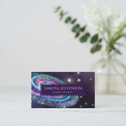 Milky Way Galaxy | Kosmische blauwe Paarse roze gl Visitekaartje (Staand voorkant)