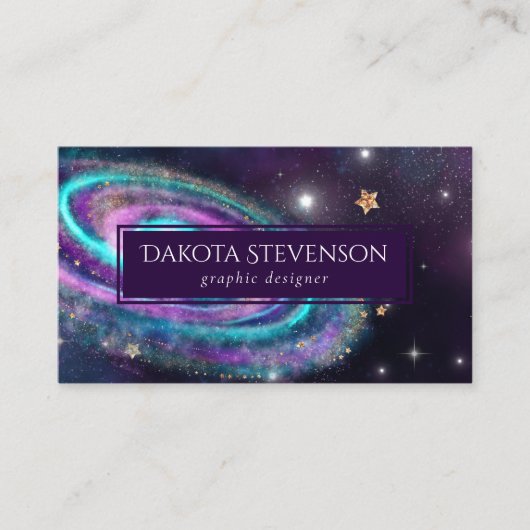 Milky Way Galaxy | Kosmische blauwe Paarse roze gl Visitekaartje (Voorkant)