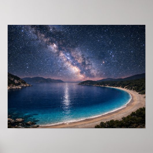 Milky Way Galaxy Ocean Bay Poster - Night Sky Coas (Voorkant)