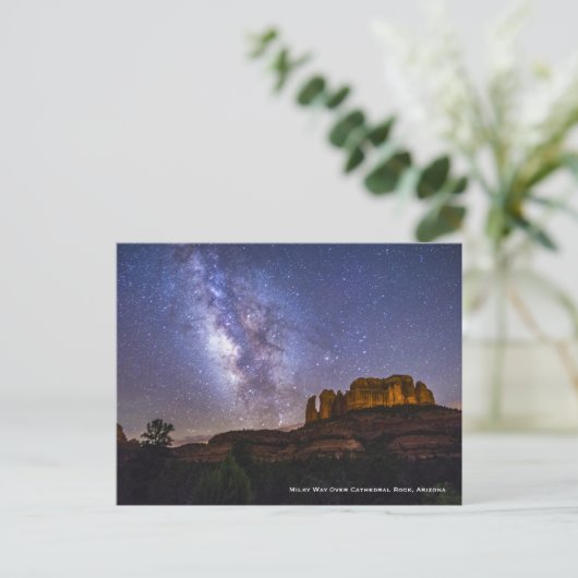 Milky Way Galaxy Over Cathedral Rock, Arizona Briefkaart (Staand voorkant)
