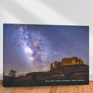 Milky Way Galaxy Over Cathedral Rock, Arizona Canvas Afdruk