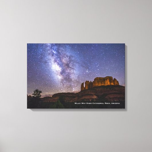 Milky Way Galaxy Over Cathedral Rock, Arizona Canvas Afdruk (Voorkant)