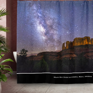 Milky Way Galaxy Over Cathedral Rock, Arizona Douchegordijn
