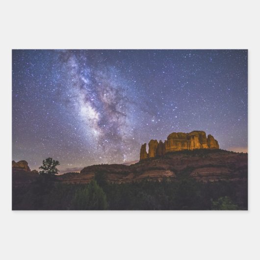 Milky Way Galaxy Over Cathedral Rock, Arizona Inpakpapier Vel (Voorkant 3)