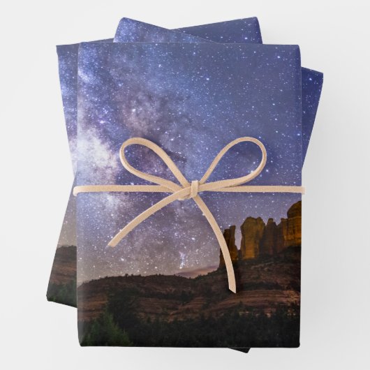 Milky Way Galaxy Over Cathedral Rock, Arizona Inpakpapier Vel (In situ)