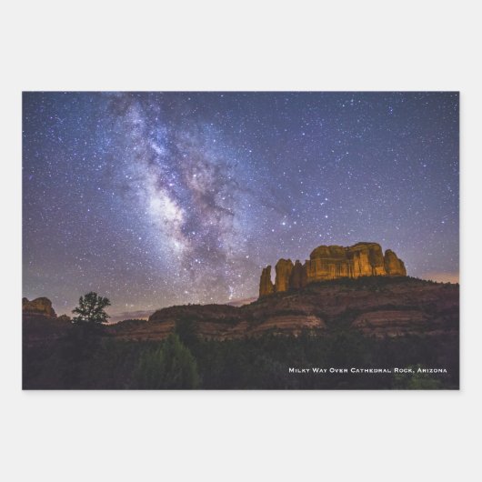 Milky Way Galaxy Over Cathedral Rock, Arizona Inpakpapier Vel (Voorkant)