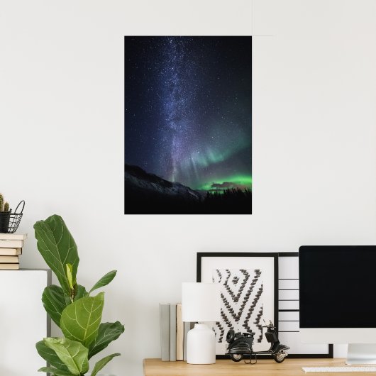 Milky Way Northern Lights Poster (Thuiskantoor)