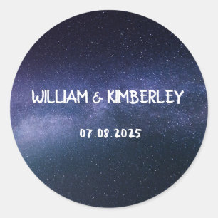 Milky Way Stars Galaxy Elegant Wedding Classic Ronde Sticker