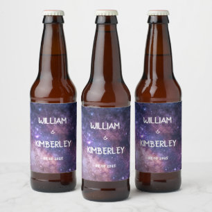 Milky Way Stars Sky Galaxy Elegant Wedding Bier Etiket