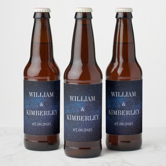 Milky Way Stars Sky Galaxy Elegant Wedding Bier Etiket (Flessen)