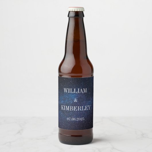 Milky Way Stars Sky Galaxy Elegant Wedding Bier Etiket (Voorkant)