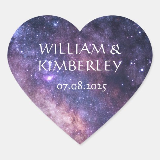 Milky Way Stars Sky Galaxy Elegant Wedding Hart Sticker (Voorkant)